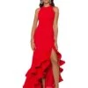Betsy & Adam Long Halter Crepe Tiered Ruffle Gown -Best Clothing Shop 71L1coqSSWL. AC SR736920