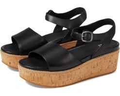 FitFlop Eloise Cork-Wrap Leather Back-Strap Wedge Sandals